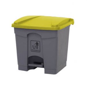 Papelera Pedal 30 L.Abs.Cubo Gris.Tapa En Amarillo